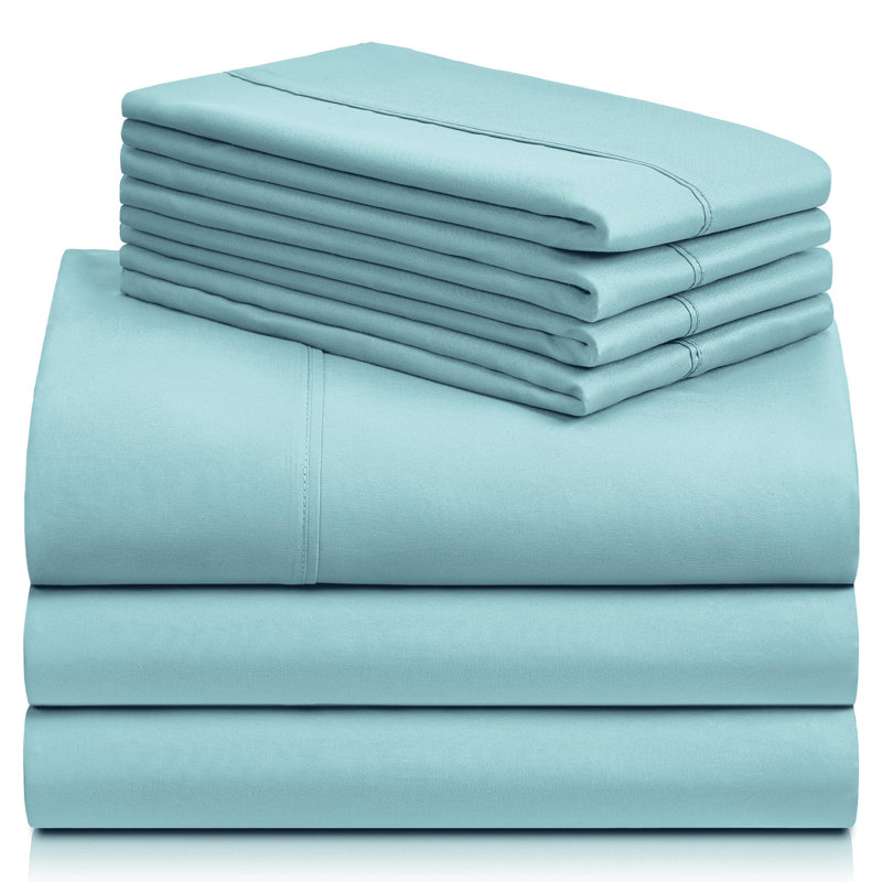 Luxclub 4 PC Aqua King Silky Soft Cooling Extra Deep Pocket Performance Sheet Set, King Sheet Set with 4 Pillowcases, Aqua