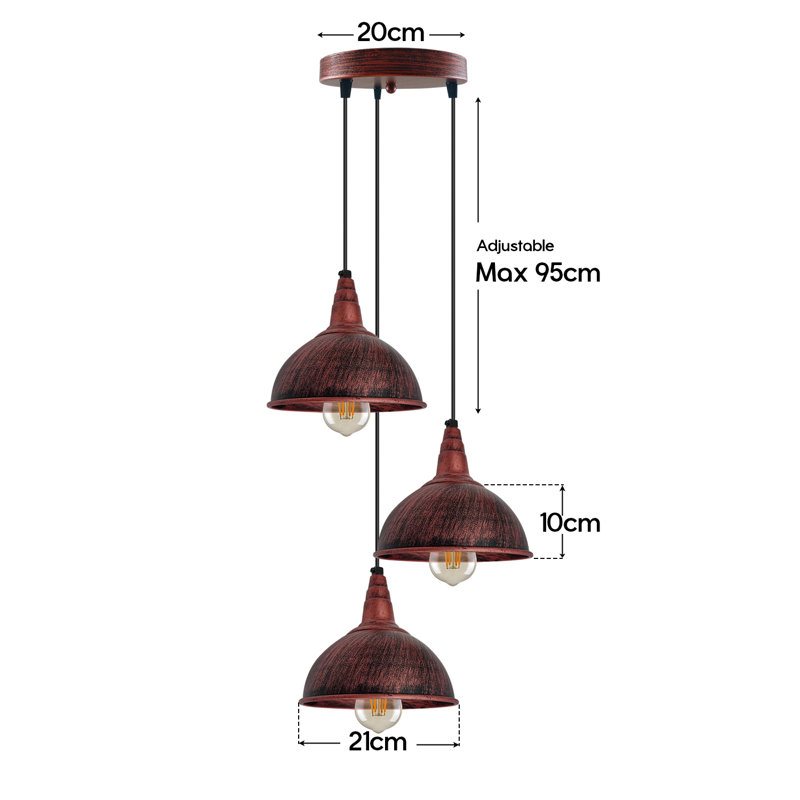 Neymar 3 - Light Rustic Red Cluster Pendant, Yes