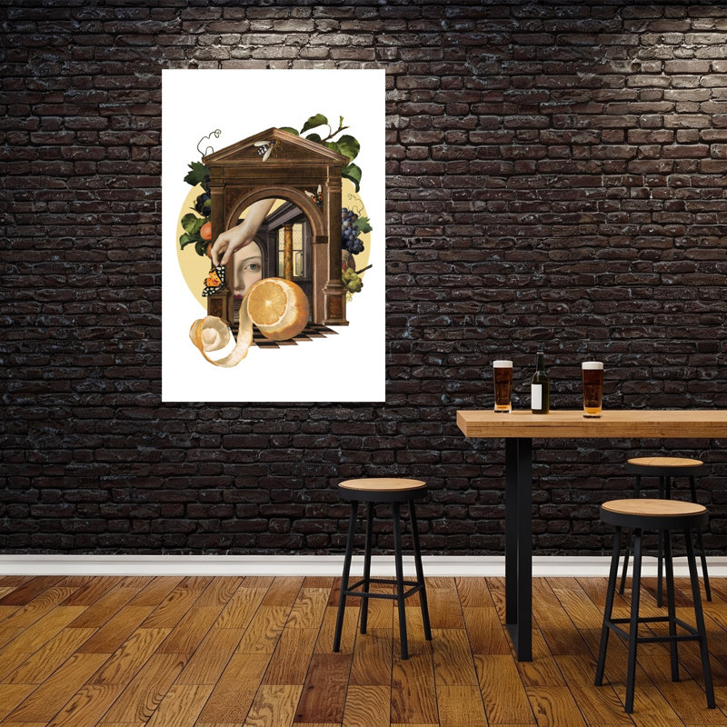 Affiche murale surréaliste de fruits de la Renaissance, classique, dramatique et élégante, avec papillon et fruits