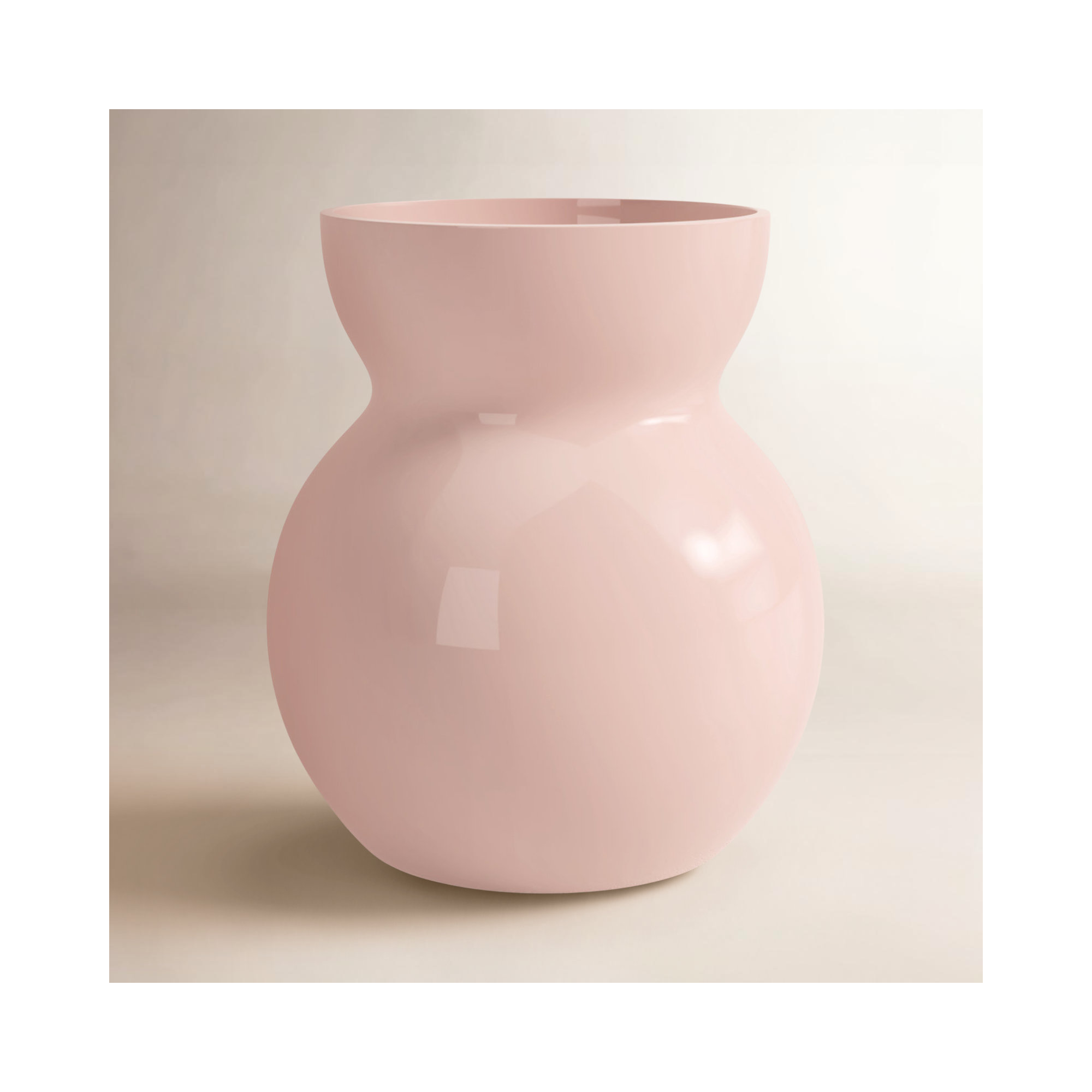 Dewey Handmade Glass Table Vase, 8" H x 6.75" W x 6.75" D, Light Pink