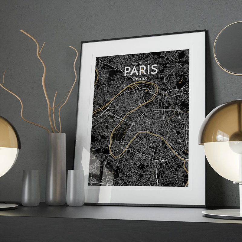 Paris City Map in Luxe 1 Piece Wall Art, 27.6cm H x 19.7cm W x 0.05cm D