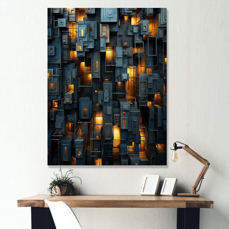 «Copper Canyons Skycrapers Cityscape», impression sur toile, Toile tendue, H 20 po x l 12 po