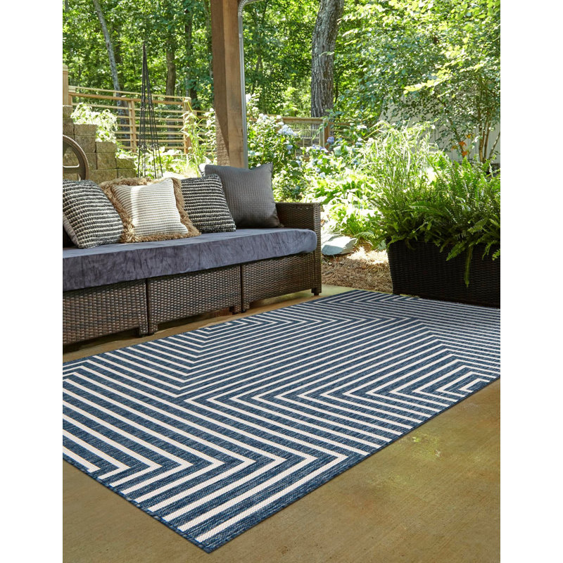Tapis bleu contemporain Odawa, Rectangle 2 pi x 3 pi 1 po