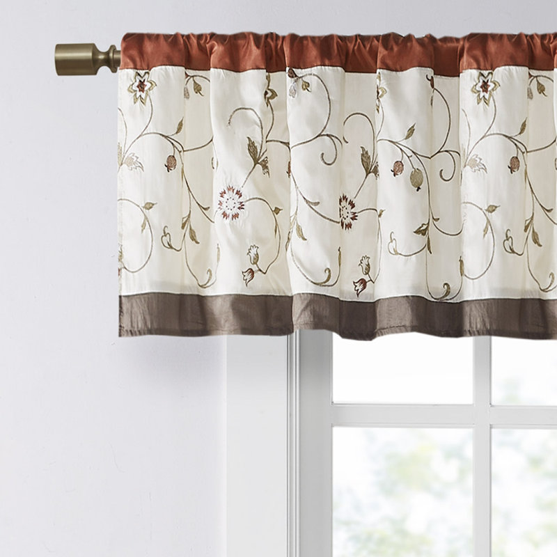 Embroidered Window Valance Spice 50X18", Spice