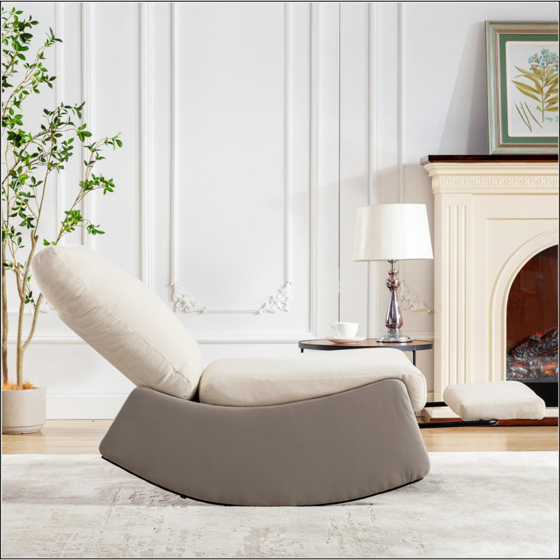 Modern Rocking Chair Recliner, Comfy Rocker Nursery Chair with Footrest, Accent Reading Chair, Upholstered Lounge Chair for Relaxing, Resting,Soft Padded Rocker for Indoor Living Room Bedroom