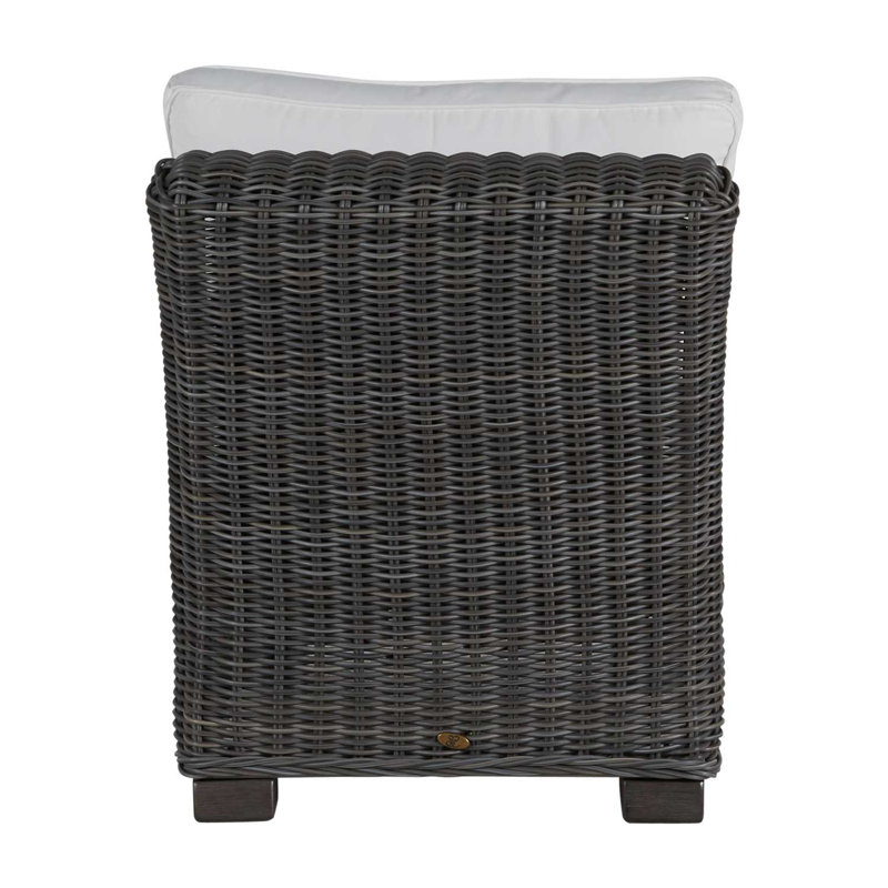 Rustic Woven Sectional Slipper Chair, Rollo Lace InsideOut® Linen, Slate Gray, Welt