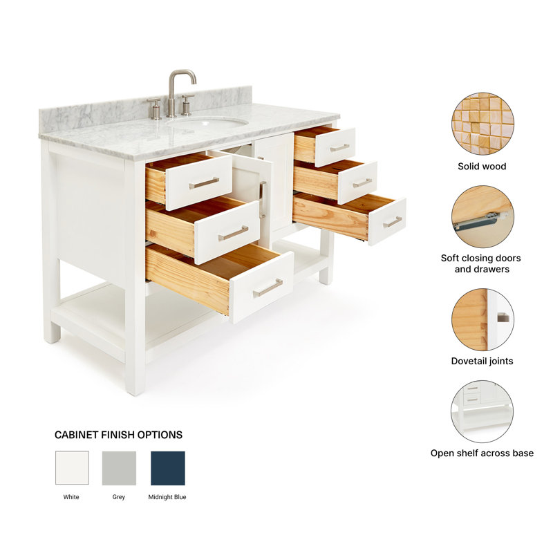 Magnolia Bath Vanity Rectangular Basin S061SCW2R, White, Oval, 55"