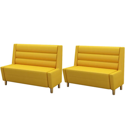 Yellow faux leather upholstered bench set of 2 Faux Leather Upholstered Bench