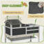 Habitat pour tortue avec support de lampe réglable PawHut, enceinte à 2 couches avec tablette de rangement, pavillon principal amovible, plateau fixe, couvercle ouvrable, gris