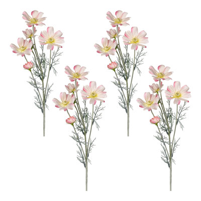 Audet Silk Decorative Artificial Cosmos Faux Flowers,Set of 4"