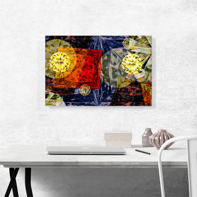 Mauve, jaune, jaune, princesse, diamant taillé, impression sur toile tendue