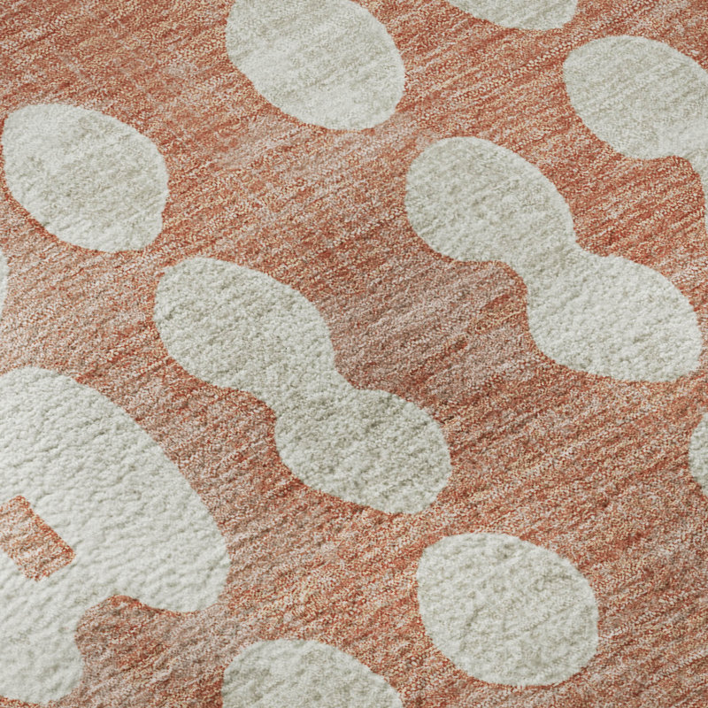 Premium Machine Washable Prisco Salmon Rug, Rectangle 1'8" x 2'6"