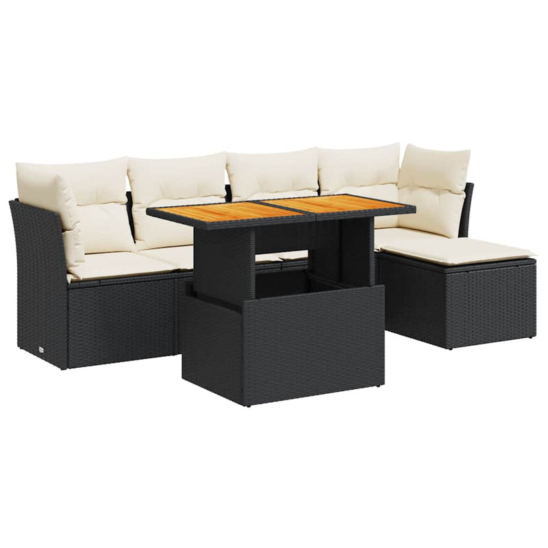 Ensemble de canapé de jardin Vidaxl noir, blanc crème
