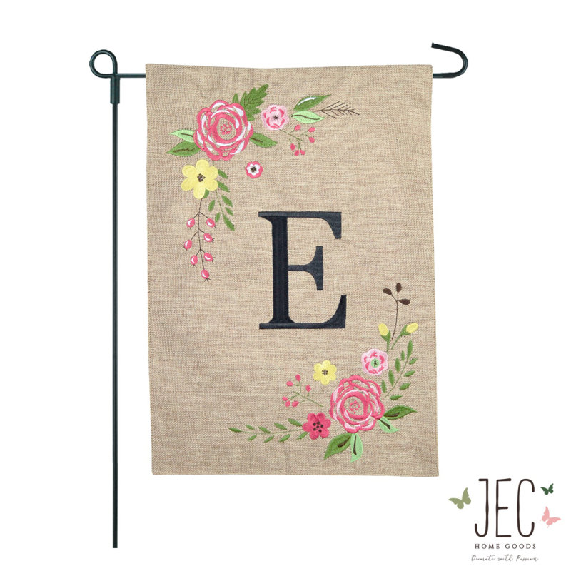 Mélange de polyester à 2 côtés 18 x 13 po spring rose drapeau de jardin, E
