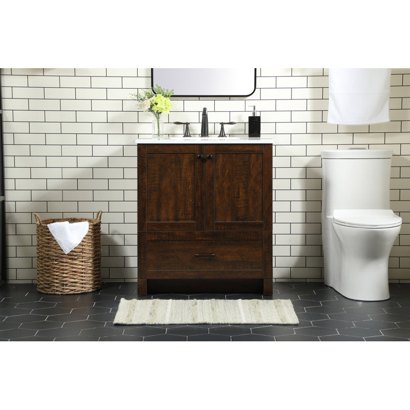 Espresso 30" Freestanding Single Bathroom Vanity with Porcelain Sink