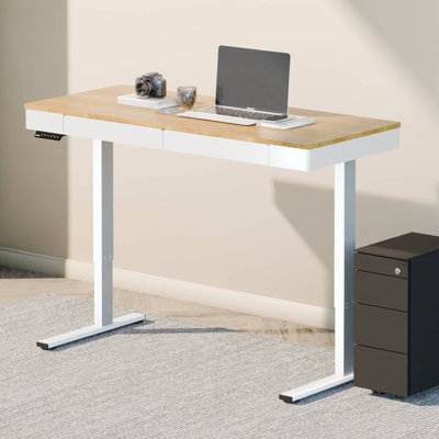 Electric Adjustable Height Standing Desk With Motor & Drawers For Home Office
