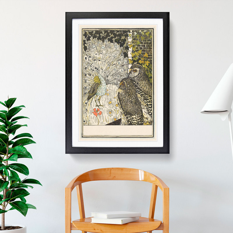 Showing off Peacock by Theo Van Hoytema - Framed Print, 48cm H x 36cm W x 2cm D, Black Framed
