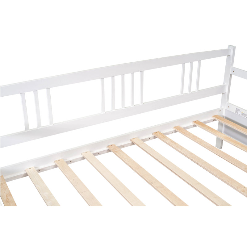 Lit de jour simple en bois avec deux tiroirs, Blanc
