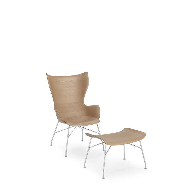 K/Wood Lounge Chair, Ash Light Wood with Chrome