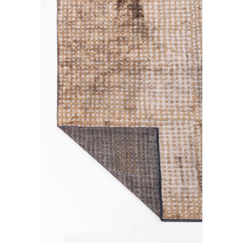 Rapture Mustard Brown/Gray Polka Dots Luxury Area Rug, Rectangle 7'10" x 11'2"