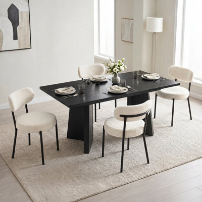 Imala Dining Table Sets: Rectangular Extendable Dining Table & Fabric Upholstered Dining Chairs