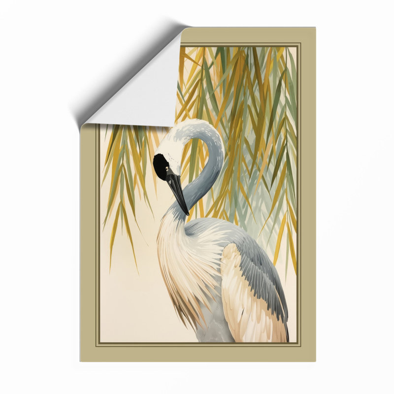 Heron in Profile Coastal - Framed Print, A4 - 29.7 x 21.0 cm, Unframed