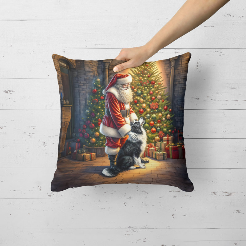 Coussin Border Collie and Santa Claus, H 18 po x l 18 po