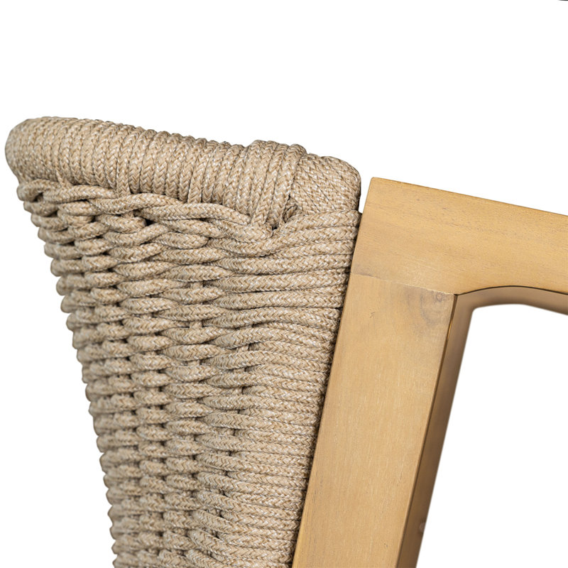 Ensemble de 5 chaises d'extérieur en bois d'acacia, 1 table et 4 chaises, teck et beige