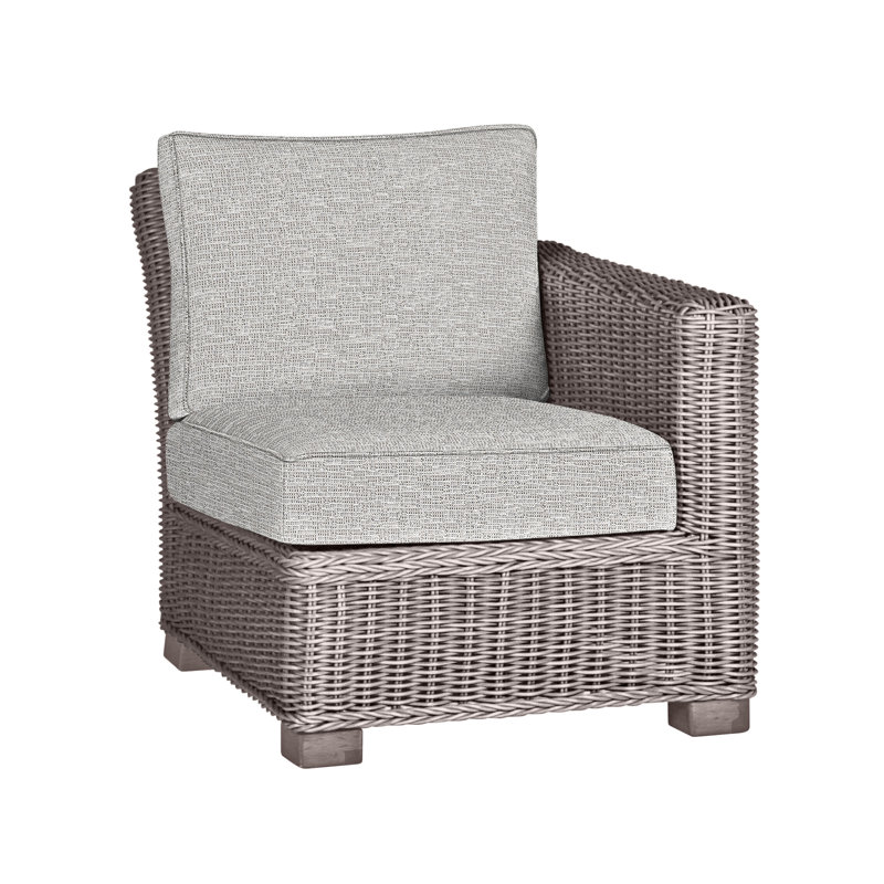 Rustic Patio Lounge Chair with Cushions, Welt, Oyster, Tweed Toffee