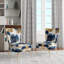Motif abstrait avec textures bleues et dorées II - Chaise d'appoint rembourrée contemporaine, fauteuil d'appoint Collage Art-845487344