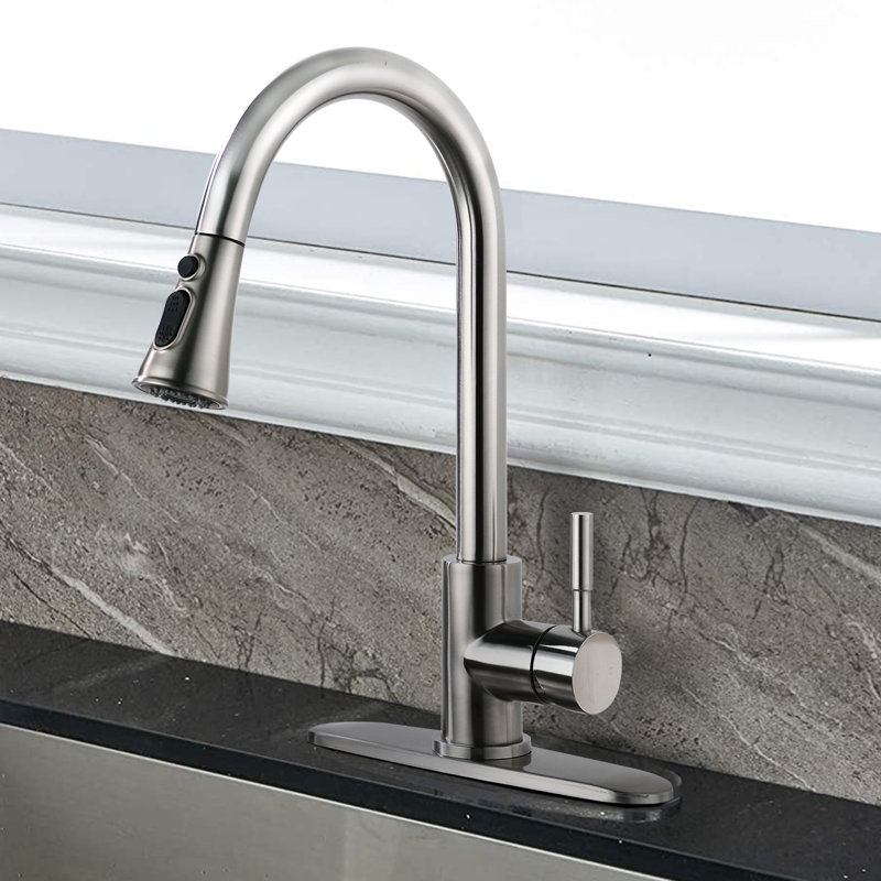 BATHLET Ledbetter Pull Down Kitchen Faucet, Brushed Nickel