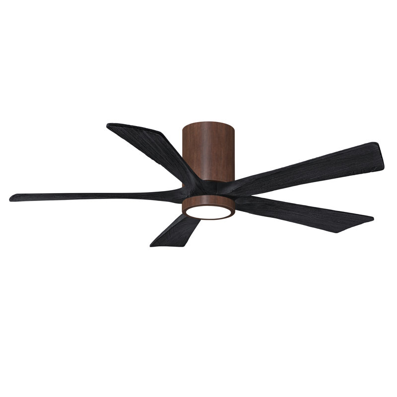 Ventilateur de plafond à 5 pales DEL avec ensemble d'éclairage inclus Irene, Ton noyer, 52", Noir mat
