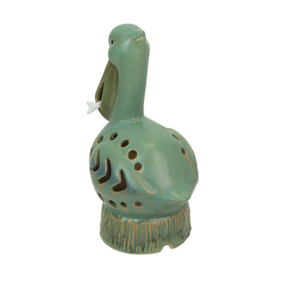 Lampe de table pélican en porcelaine bleu sarcelle, douce lumière d'ambiance, 26 cm de hauteur