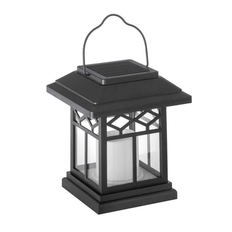 Black Solar LED Flameless Candle Lantern