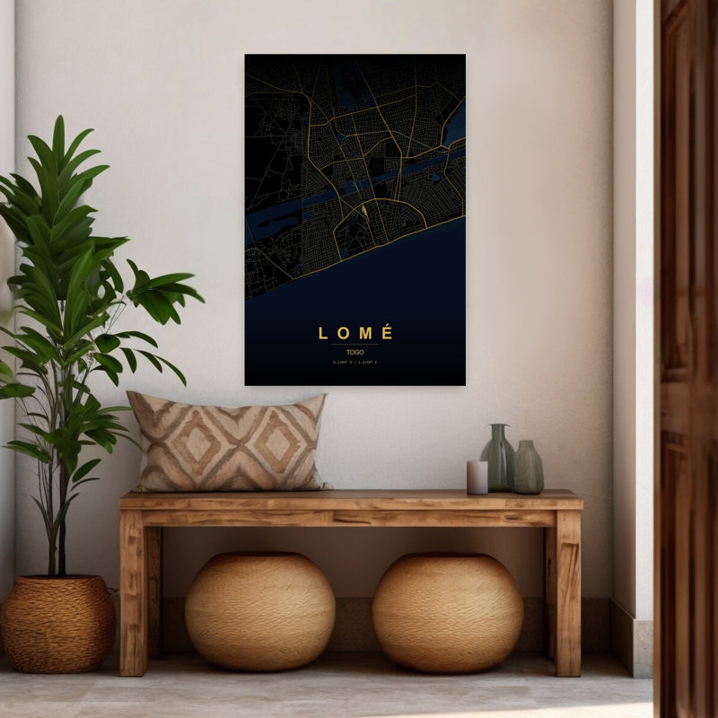 Lomac City Map Abstract Geometric Minimalist City Ocean Wall Art