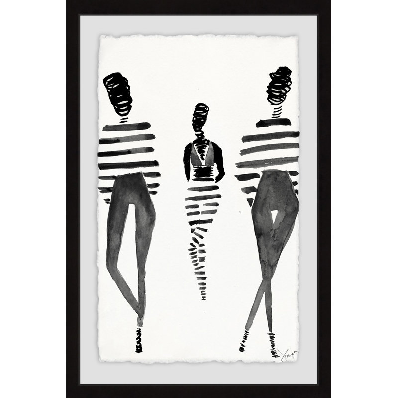 Black Stripes - Single Picture Frame Print, 30 cm H x 20 cm W x 4 cm D