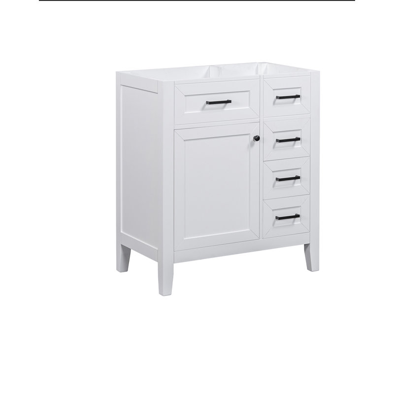 Meuble-lavabo de 30 po sans lavabo, base d'armoire seulement, armoire de salle de bain avec tiroirs, structure solide et panneau de fibres à densité moyenne