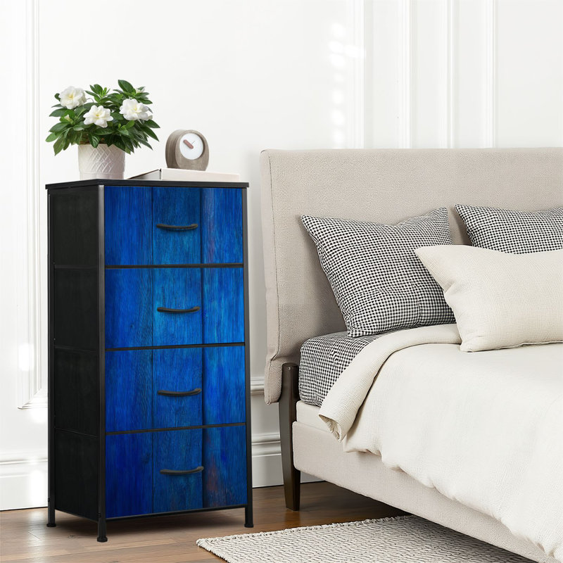 4 Drawer Dresser for Bedroom, Narrow Chest of Drawers, Wooden Top and Study Iron Frame 18"x37.5"-(WxH)