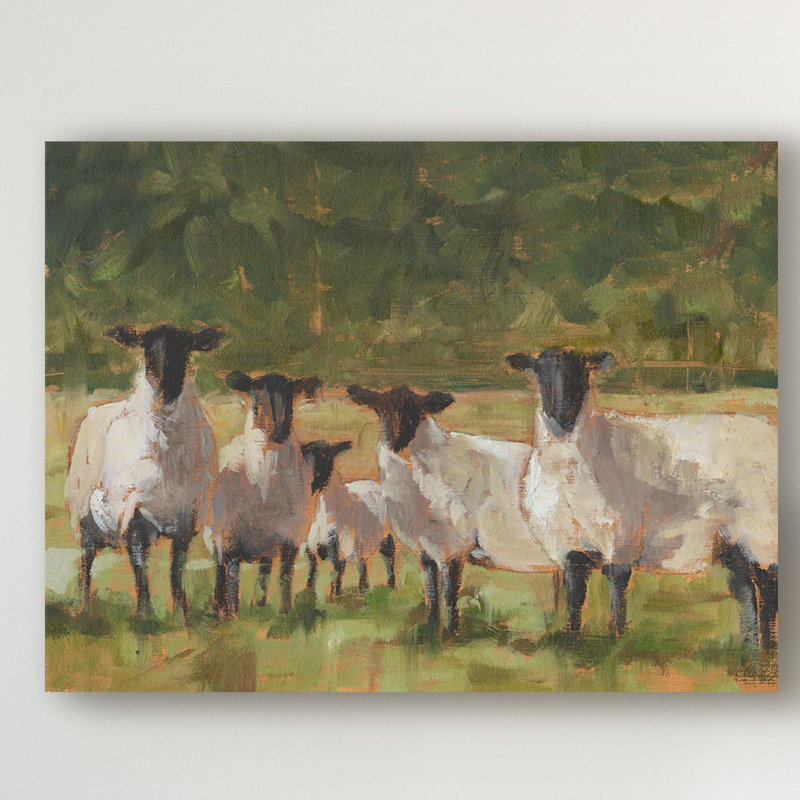 « brebis family ii », peinture sur toile tendue, H 14 po x l 19 po x P 2 po