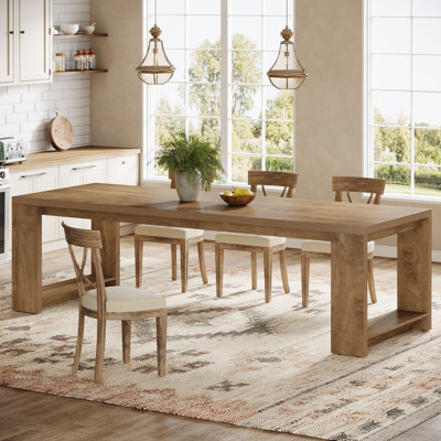 Table de salle à manger 86,6 pouces pour 8 à 10 personnes, grande table de cuisine en bois, très longue table rectangulaire