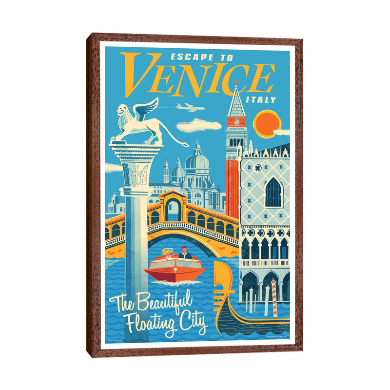 Venice Travel I by Jim Zahniser - Print on Canvas, Classic Brown Wood Framed, 66.04cm H x 45.72cm W x 3.81cm D
