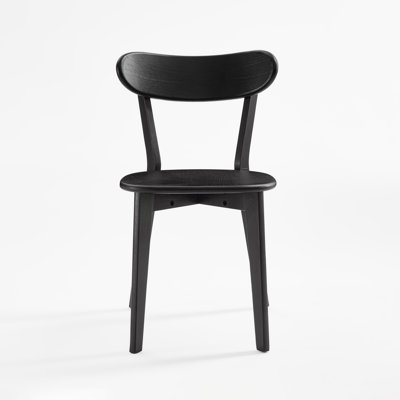 Modern Solid Oak Dining Chairs, Side Chair with Curved Back, Brushed Finish