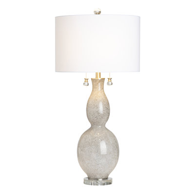 35.25" Crystal Table Lamp With White Shade