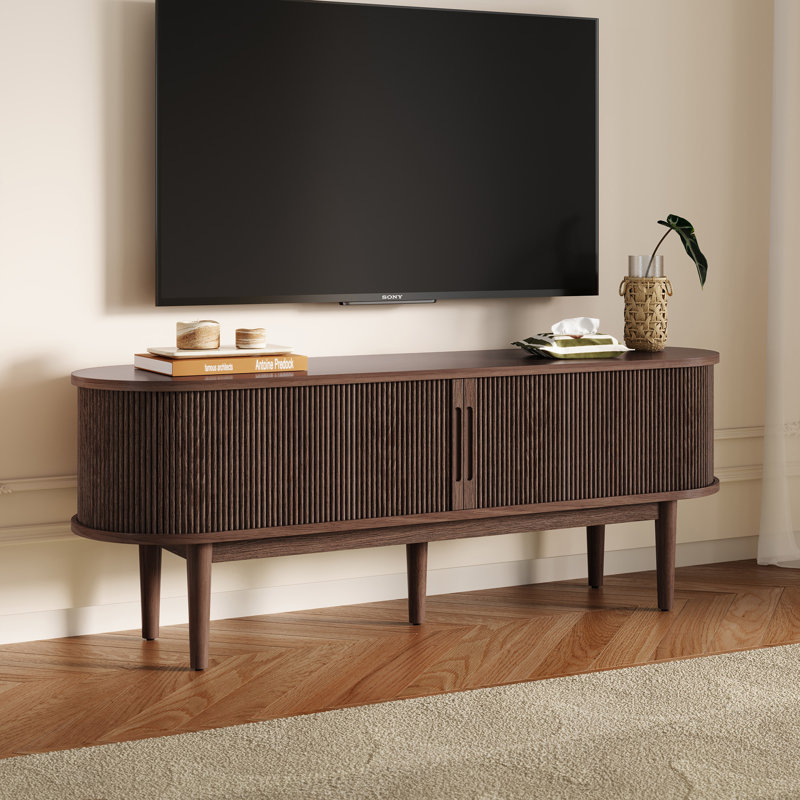 Mosser 4-Piece Living Room Table Set (1 Coffee Table, 2 End Table, And 1 TV Stand), Walnut Wood