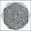 Tabouret de jardin hexagonal exquis avec incrustation de Capiz et motif de losanges, une pièce décorative élégante et fonctionnelle