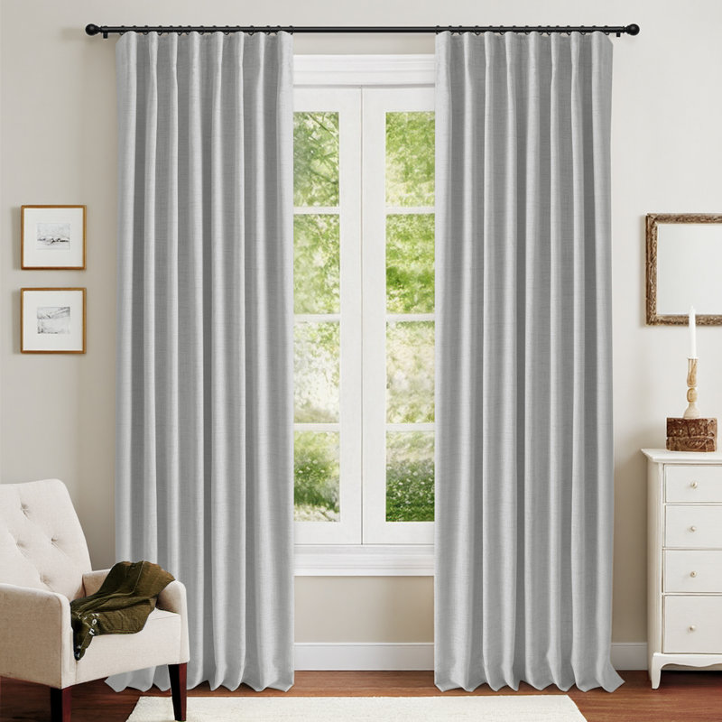 100% Blackout Curtains Linen Textured Solid Thermal Insulated Curtains & Drapes For Living Room Bedroom (50" Wide, Set Of 2)