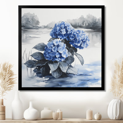 Hydrangeas By The River In Monochrome I - Hydrangea Wall Art
