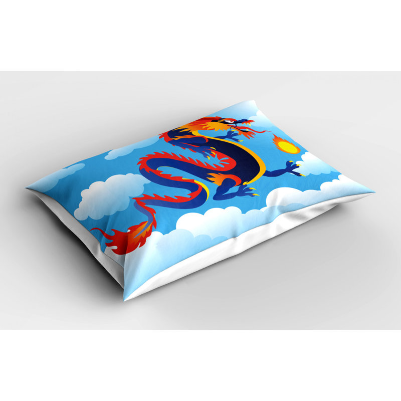 Blue/Orange Polyester Microfiber Piece Sham, Twin