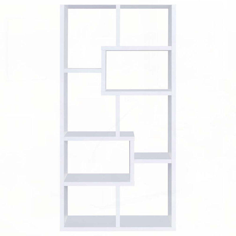 Bibliothèque géométrique blanche à 8 tablettes, Blanc