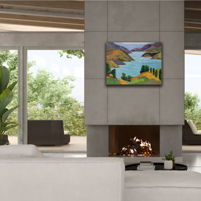  «Akaroa Sound» par Jenny Wantuch, art mural sur toile, 34 po x 26 po